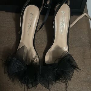 Betsey Johnson Black Heels with Mesh Bow